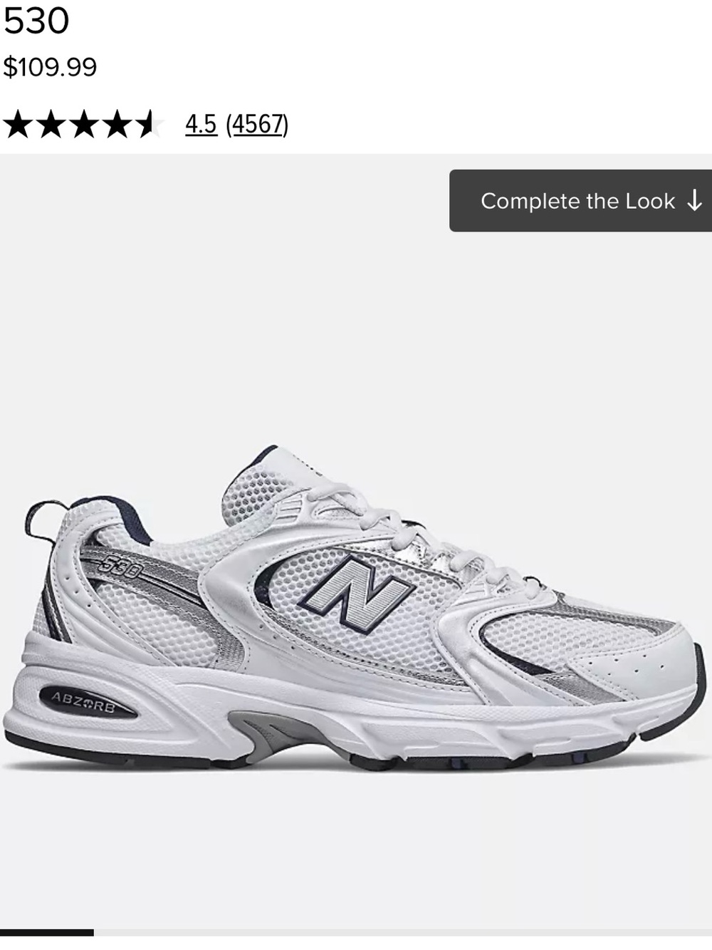 New Balance 530 Unisex White / Navy Running Shoes worn only 2 times